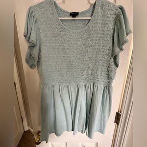 Torrid SZ 3 Elasticized Bust Beautiful Blue Top EUC Great for Spring and Summer